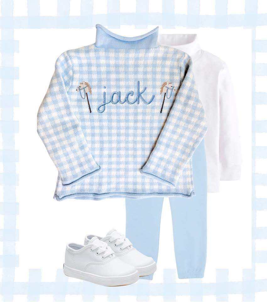 Gingham Roll Neck Sweater PRE-ORDER