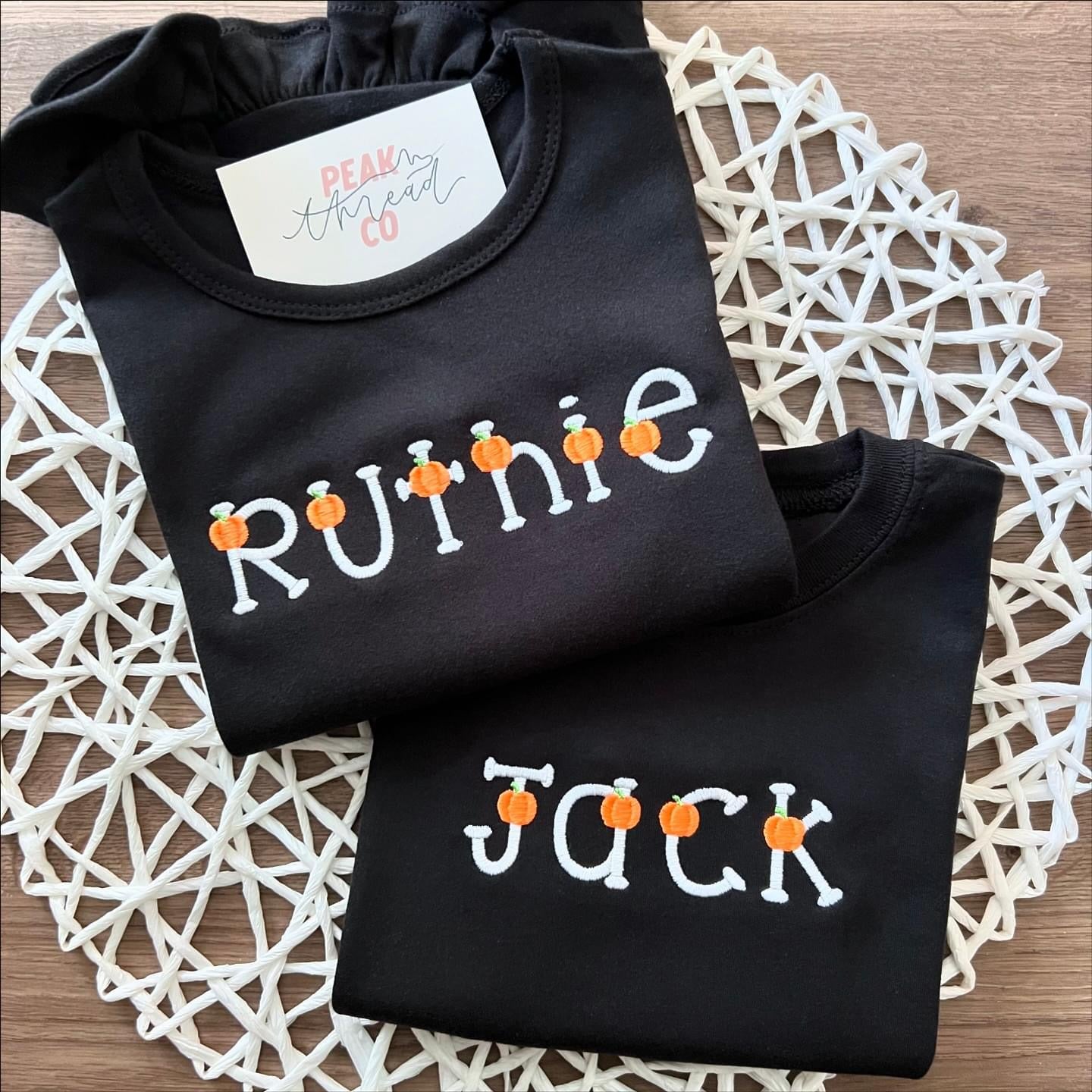 Spooky Pumpkin Letter Ruffle Tee