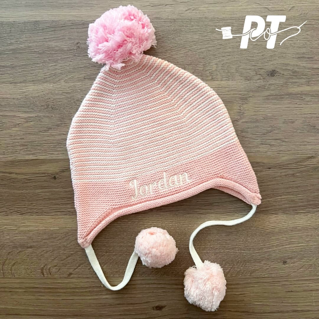 Stripe Pom Pom Hat