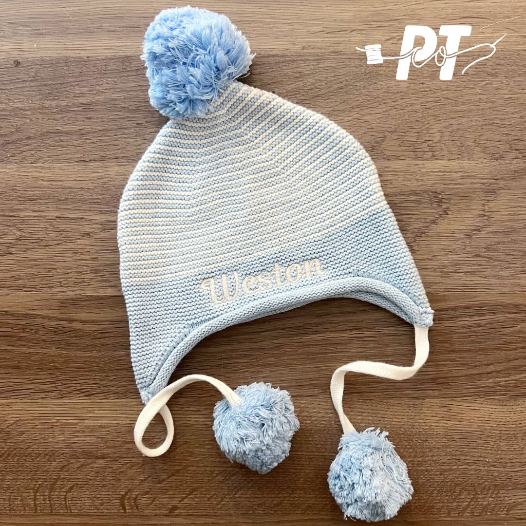 Stripe Pom Pom Hat