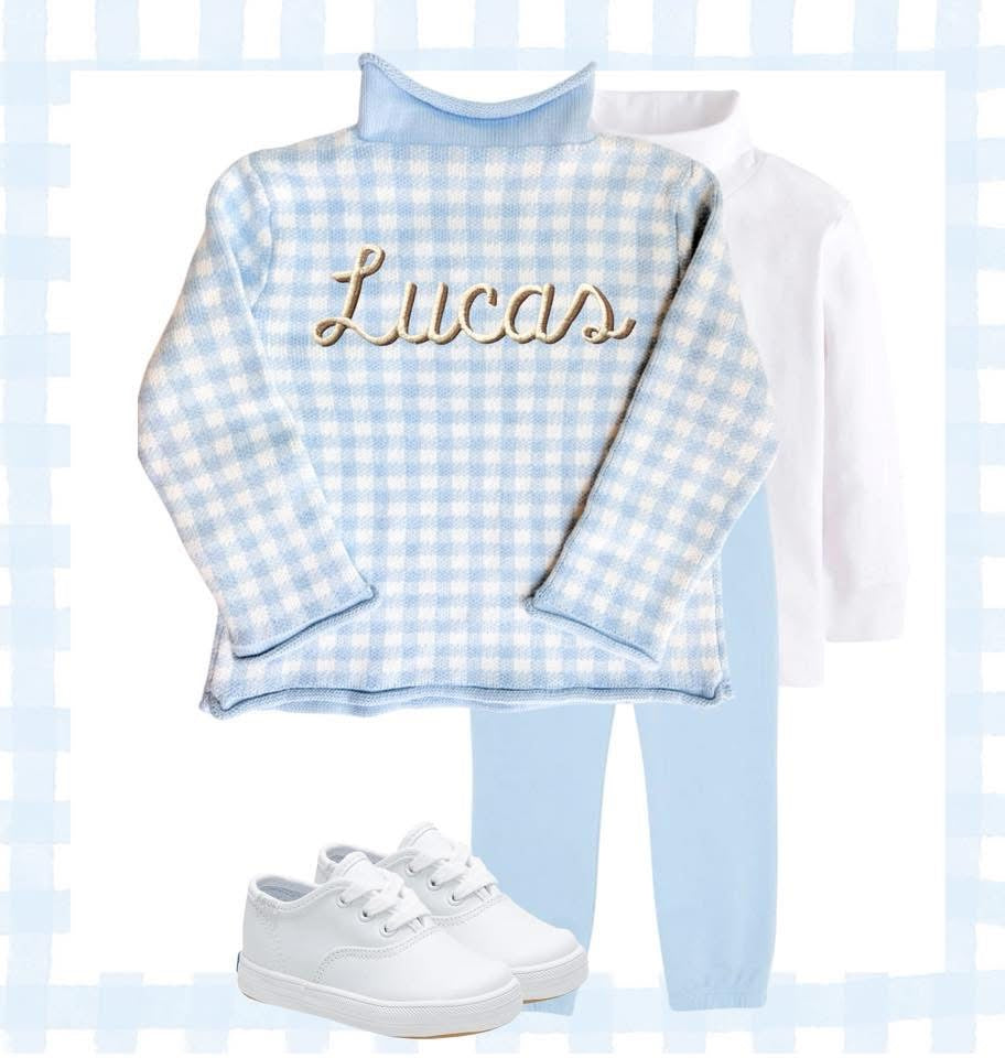 Gingham Roll Neck Sweater PRE-ORDER