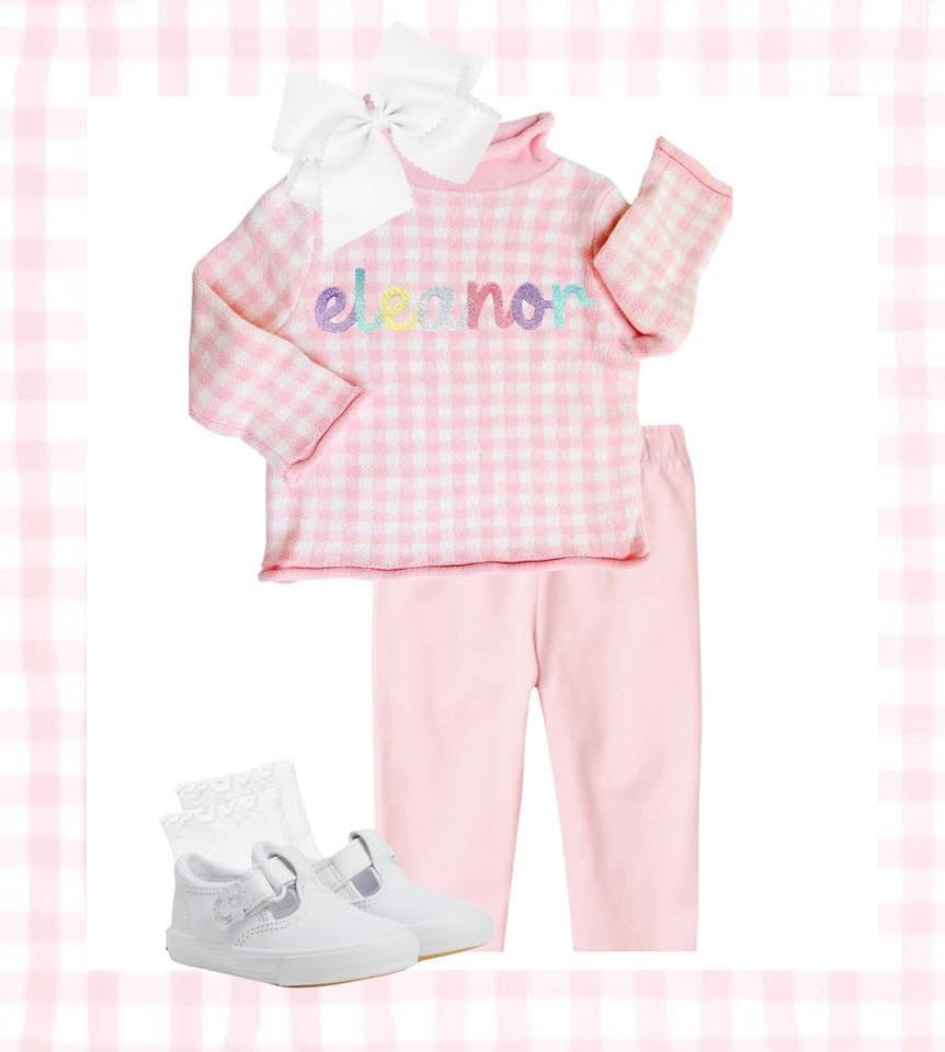 Gingham Roll Neck Sweater PRE-ORDER