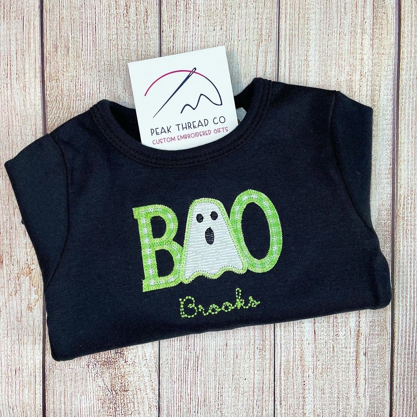 Boo Ghost on Black Tee