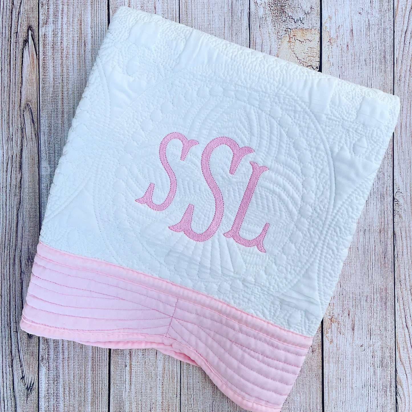 Monogrammed Heirloom Baby Quilt