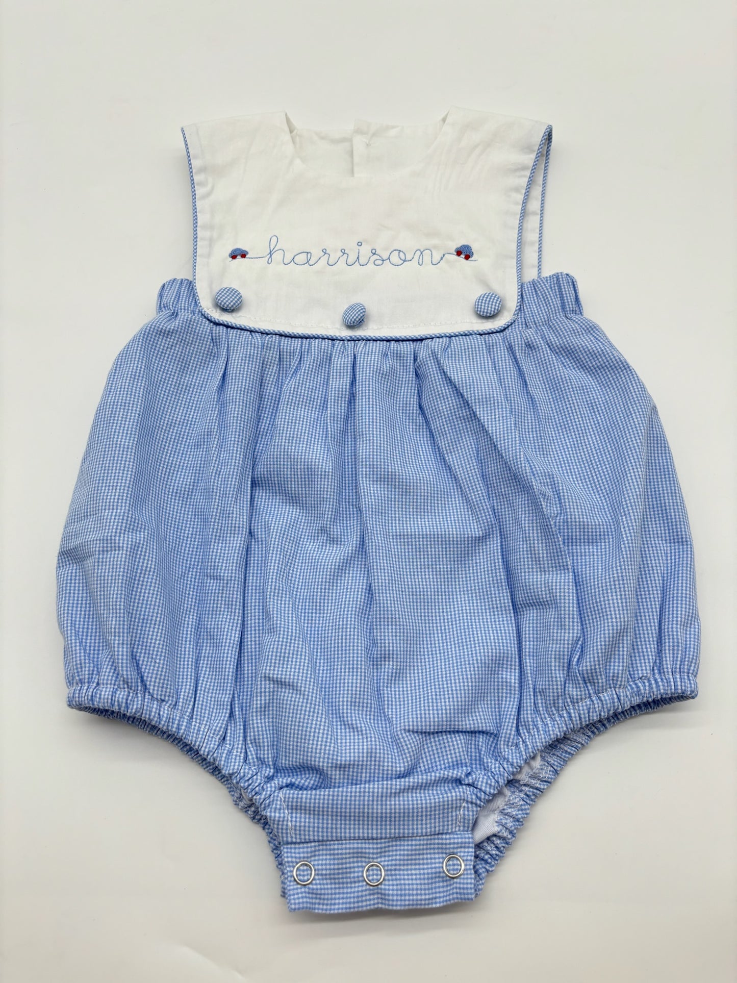 Blue Button Gingham Sunsuit