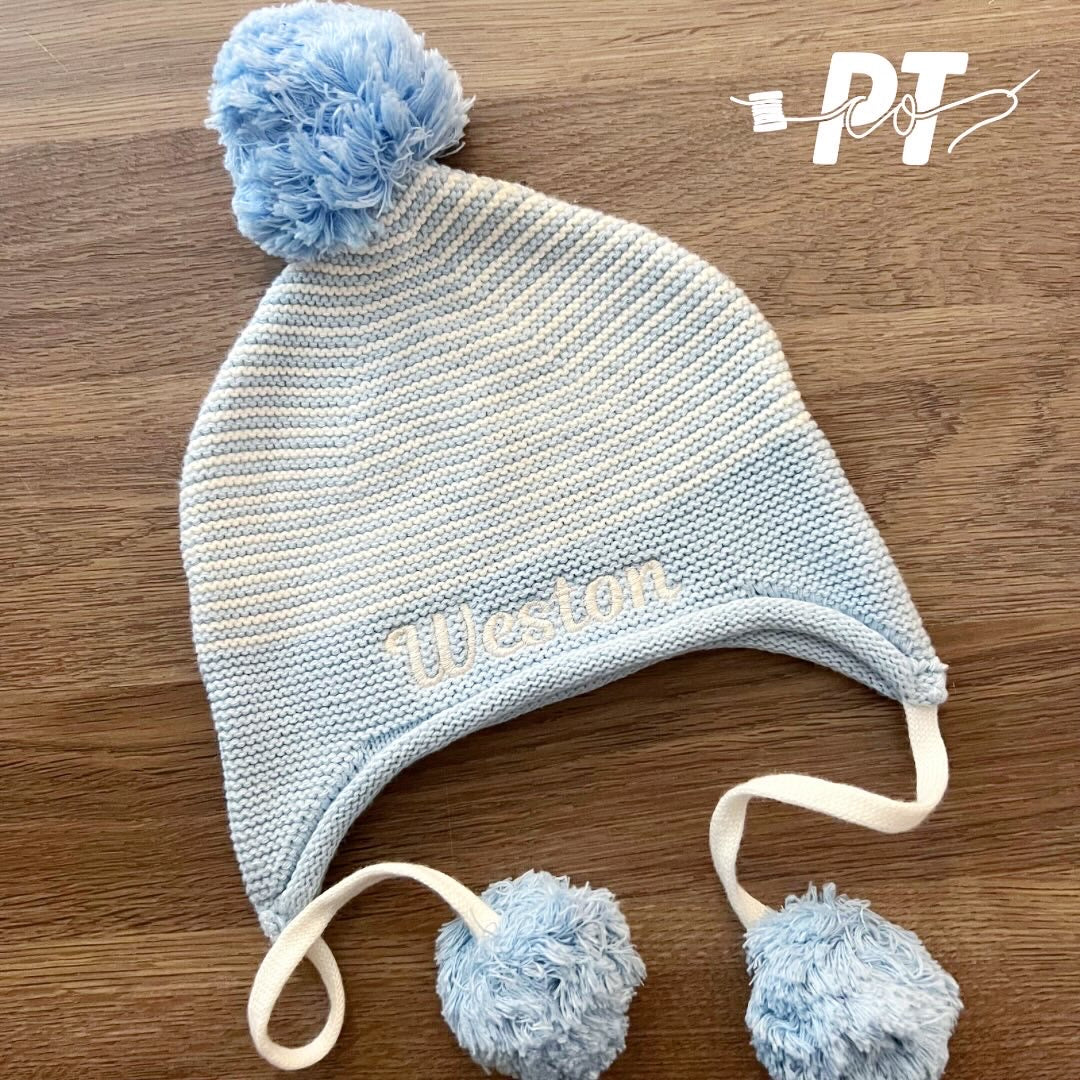 Stripe Pom Pom Hat