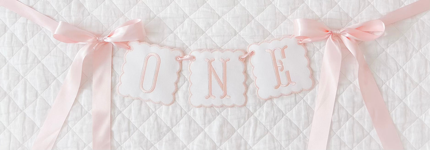 Scalloped 'One' Birthday Banner