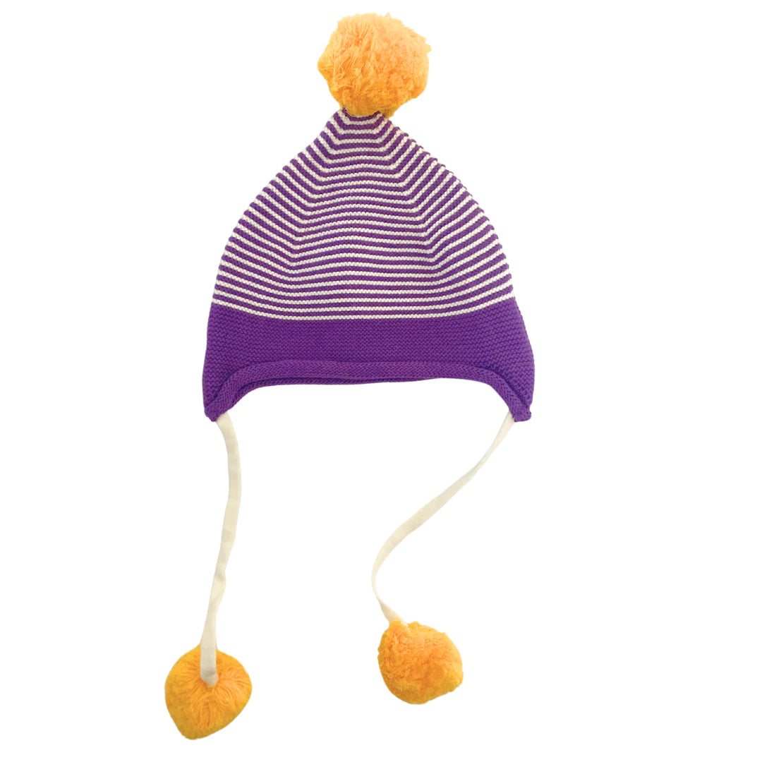 LIMITED EDITION Mardi Gras Stripe Pom Pom Hat