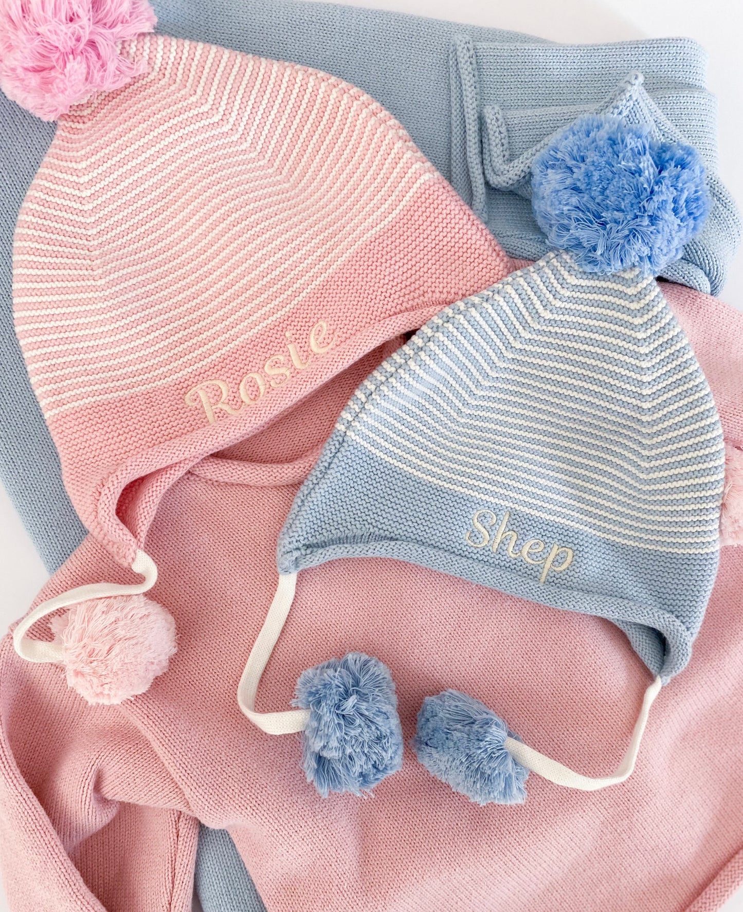 Stripe Pom Pom Hat
