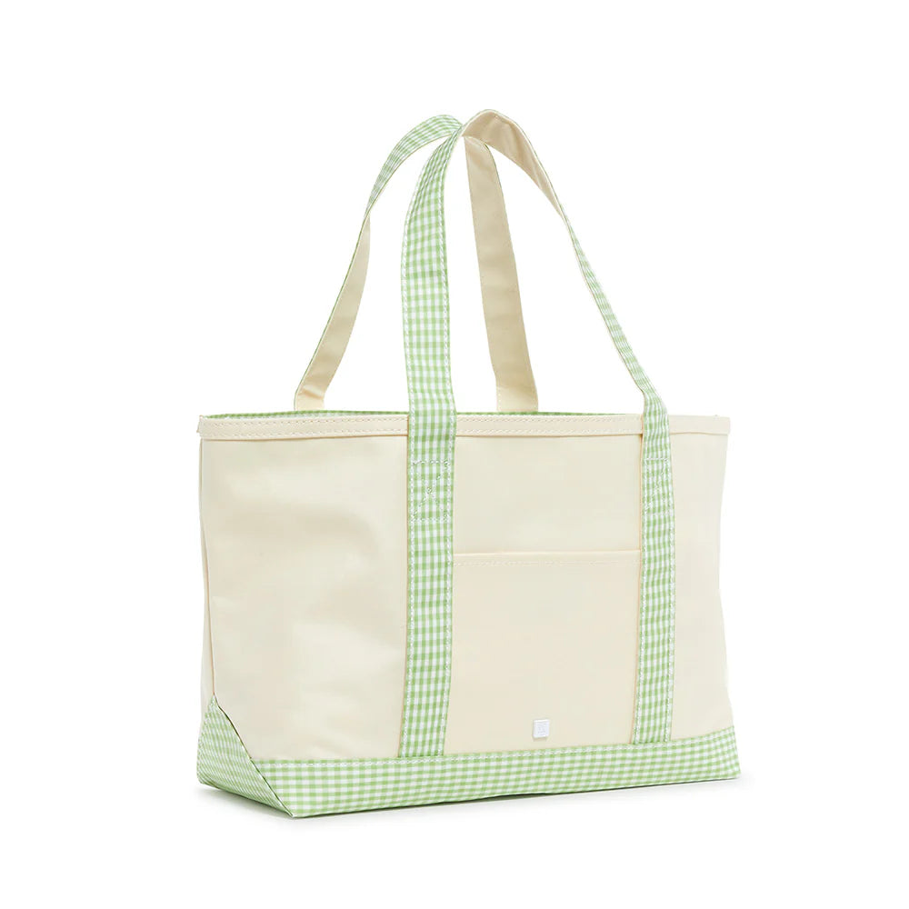 TRVL Medium Coated Canvas Tote in Gingham Leaf