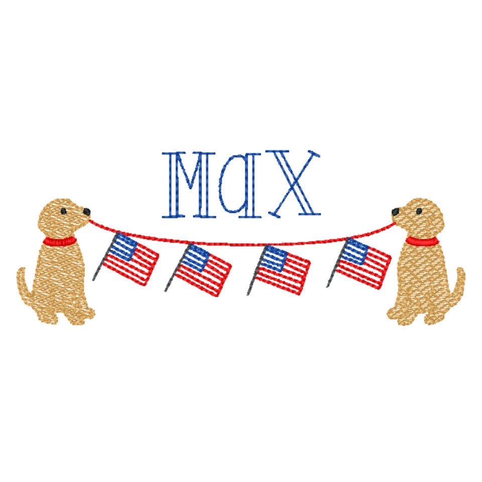 Puppy Flag Banner Tee