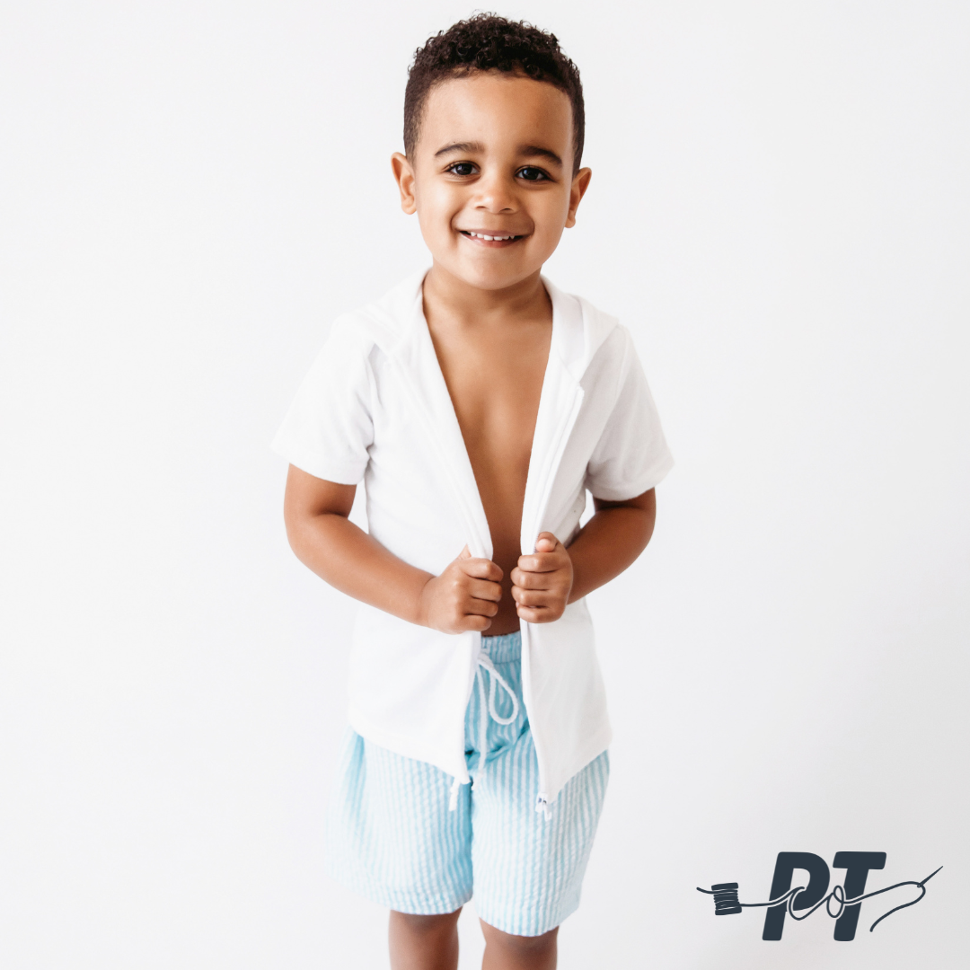 Boys Seersucker Swim Trunks