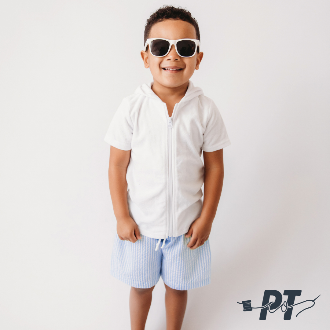 Boys Seersucker Swim Trunks