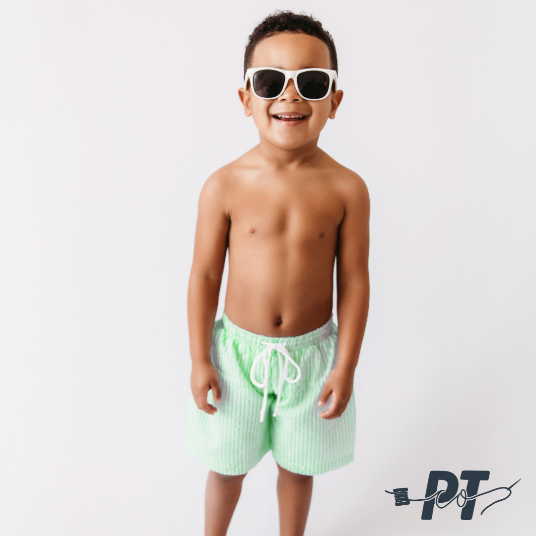 Boys Seersucker Swim Trunks
