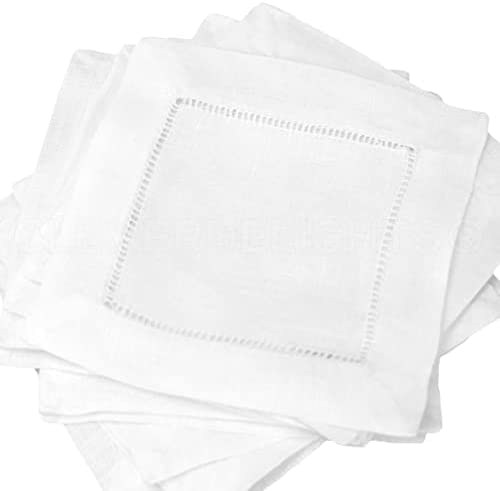 Embroidered Linen Cocktail Napkins - Single Color