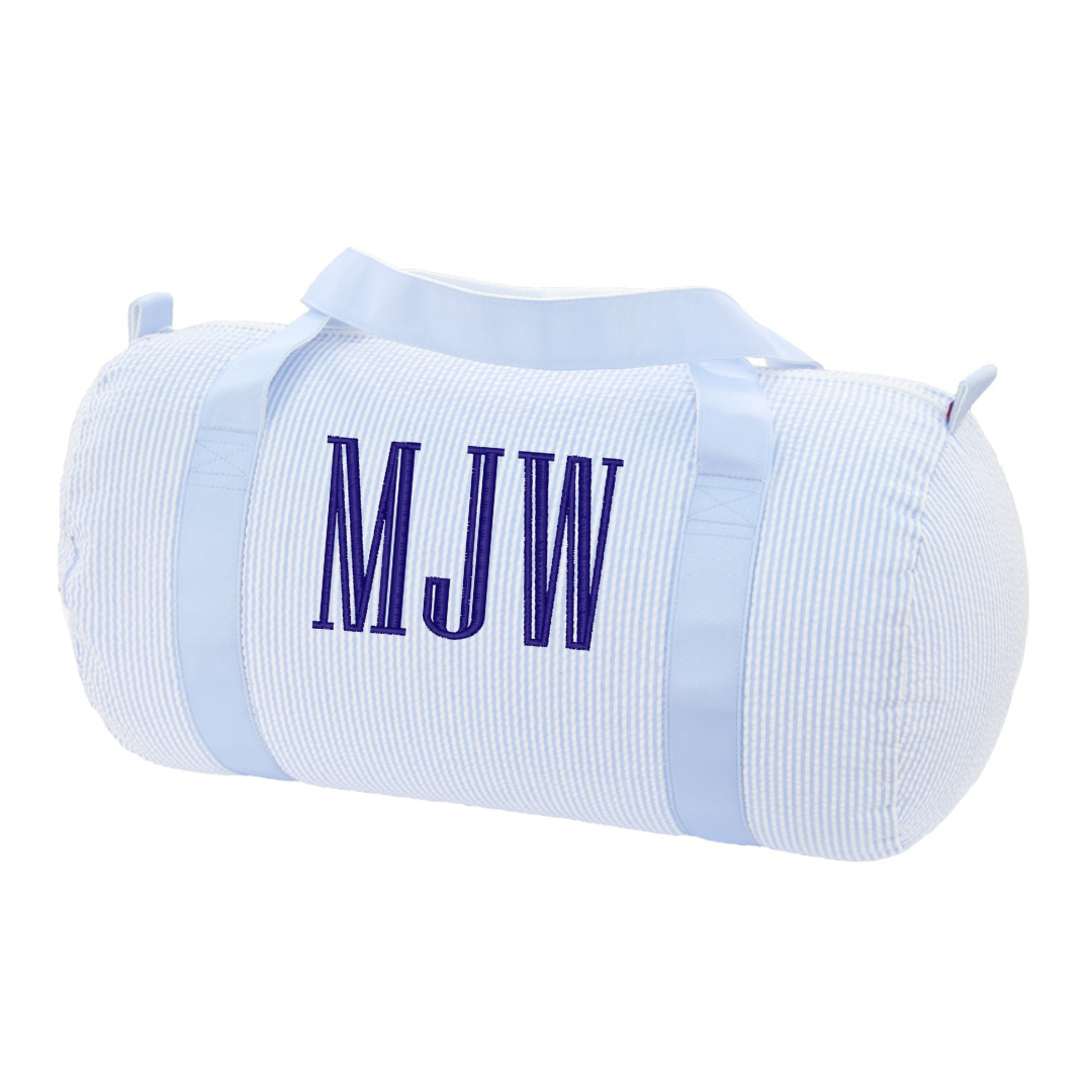 MINT Seersucker Medium Duffel in Baby Blue
