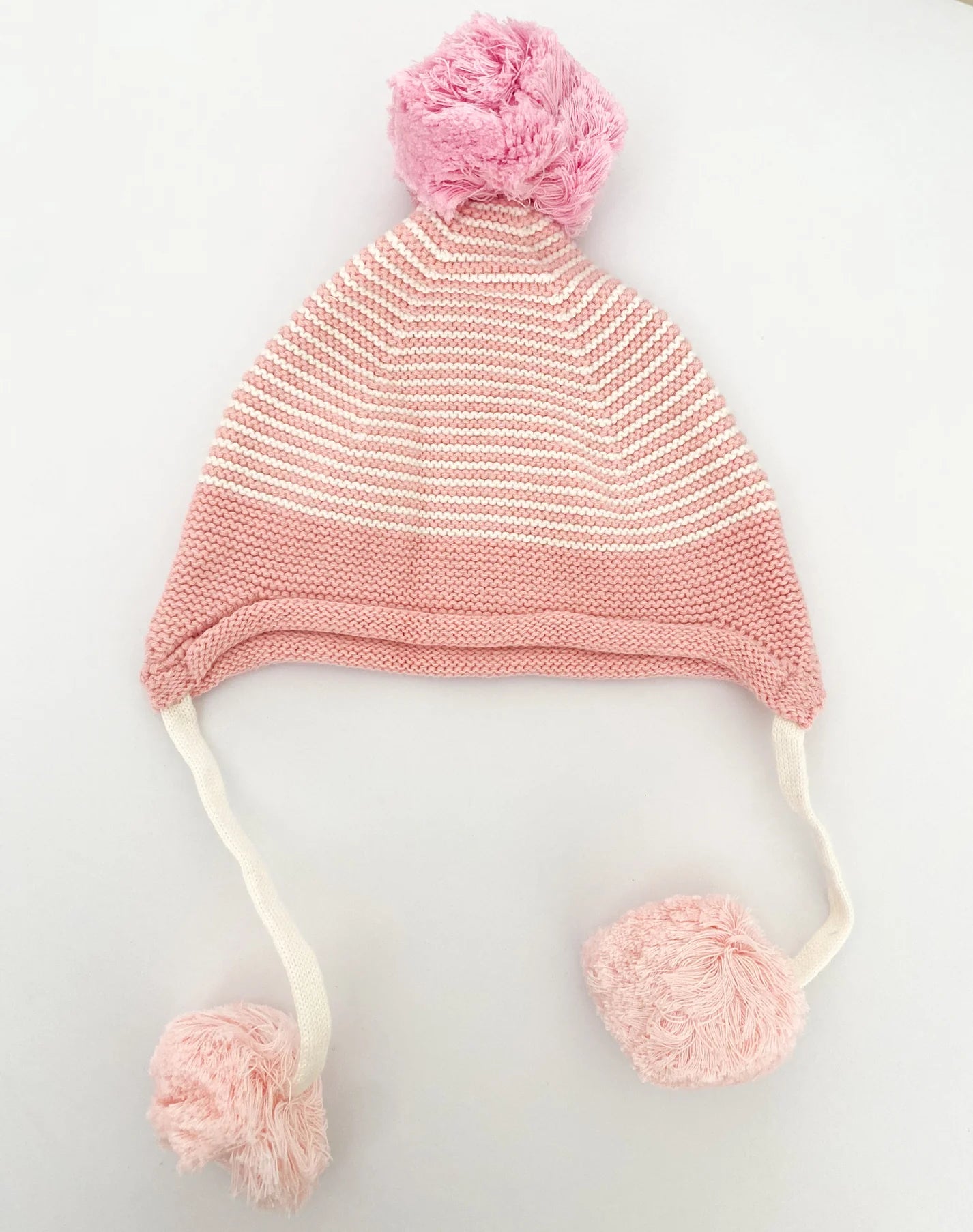 Stripe Pom Pom Hat