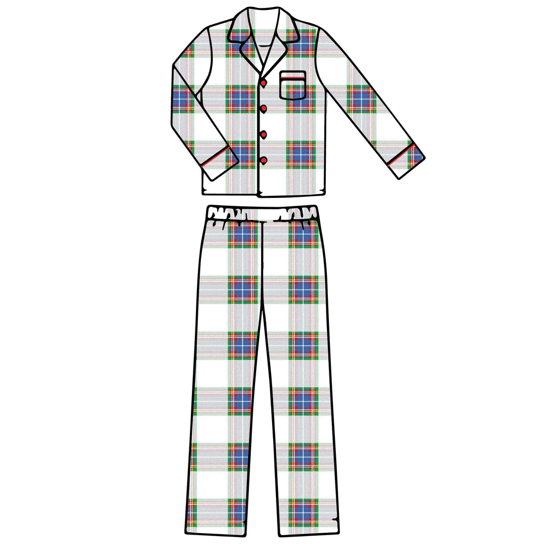 CHRISTMAS PRE-ORDER - Adult Unisex Button Pajama Set