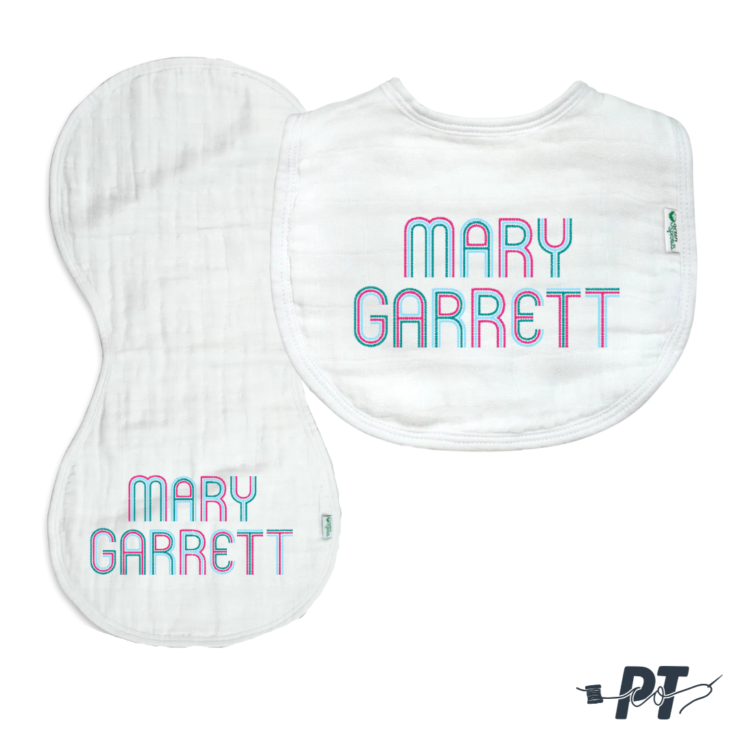 Muslin Bib and Burp Cloth Set with Monogram