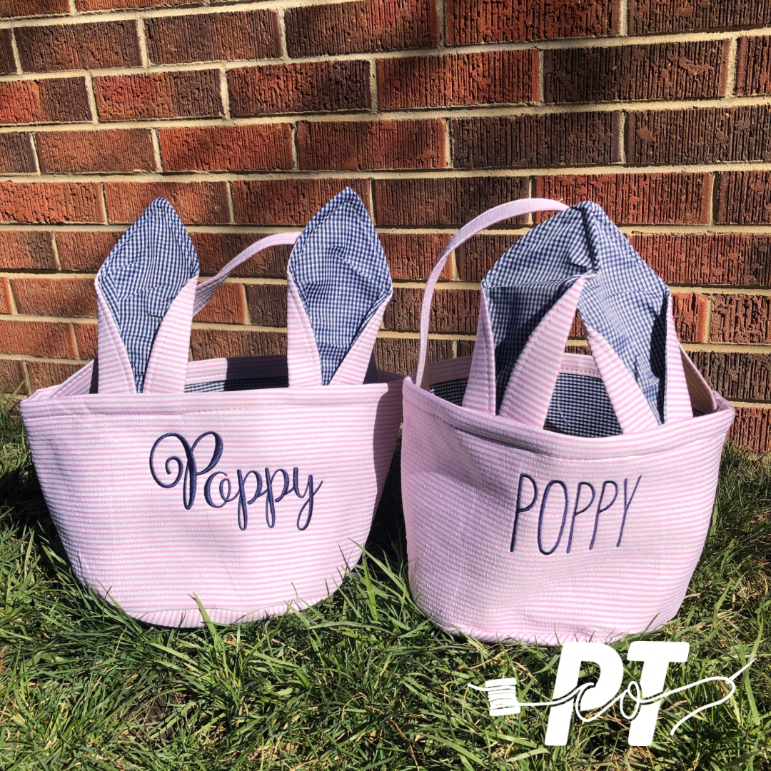 Seersucker Bunny Ear Bucket