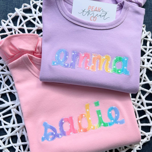 Applique Name Rainbow Tee