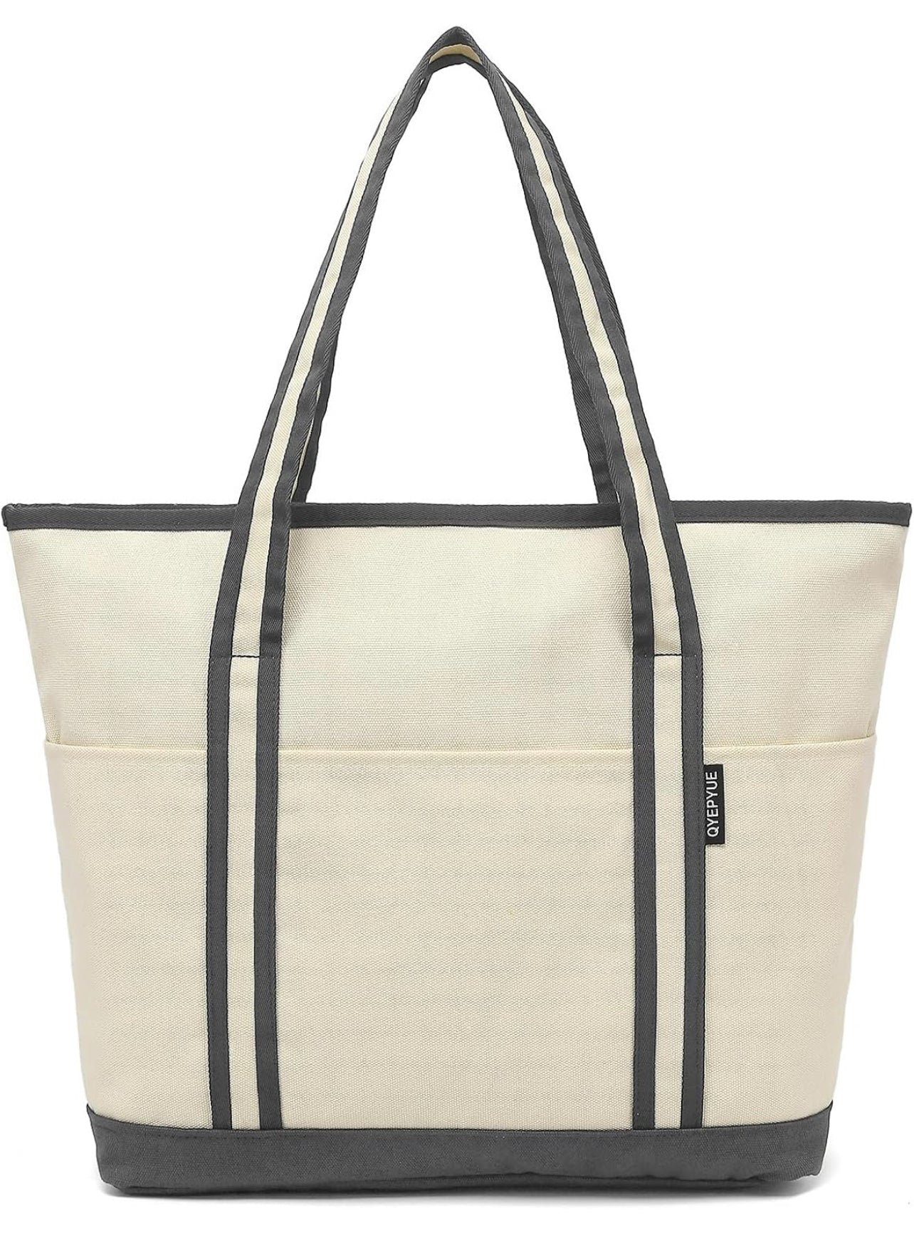 Stripe Handle Canvas Tote
