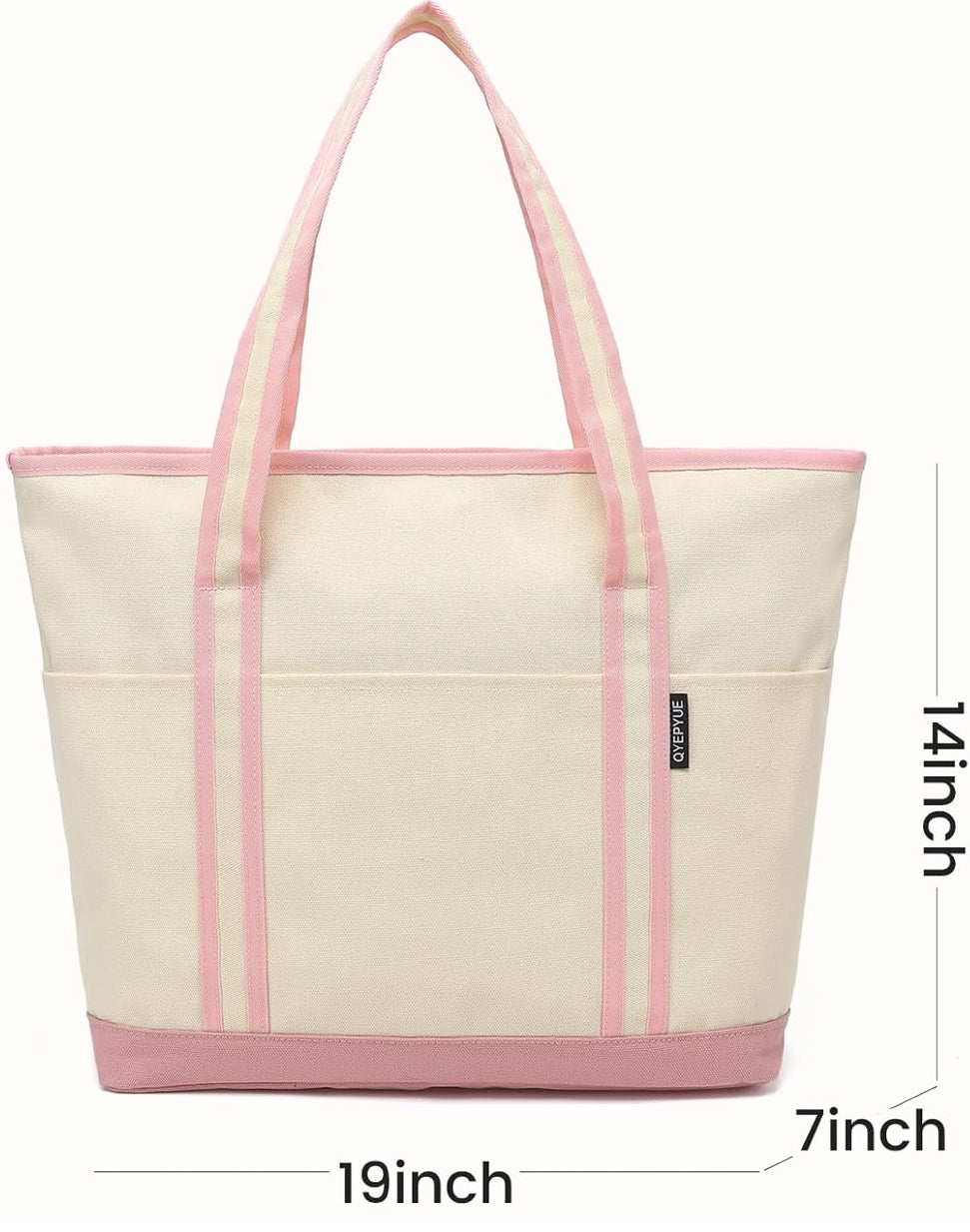 Stripe Handle Canvas Tote