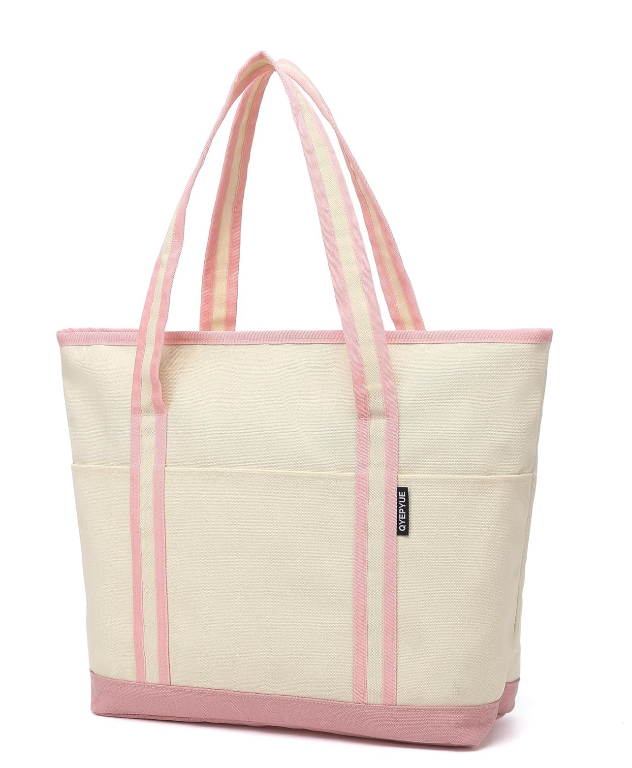 Stripe Handle Canvas Tote