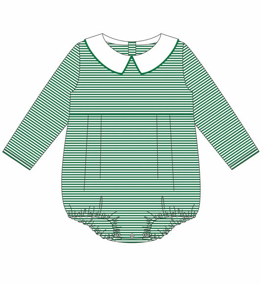 Long Sleeve Peter Pan Collar Striped Bubble
