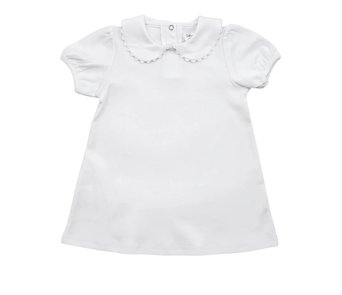 Short Sleeve Scalloped Collar Dress