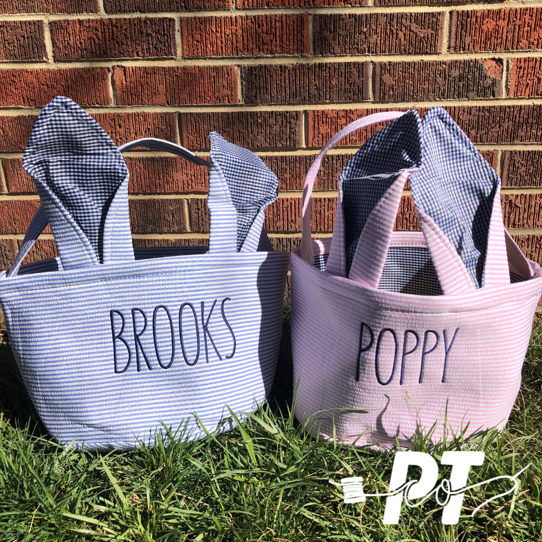 Seersucker Bunny Ear Bucket