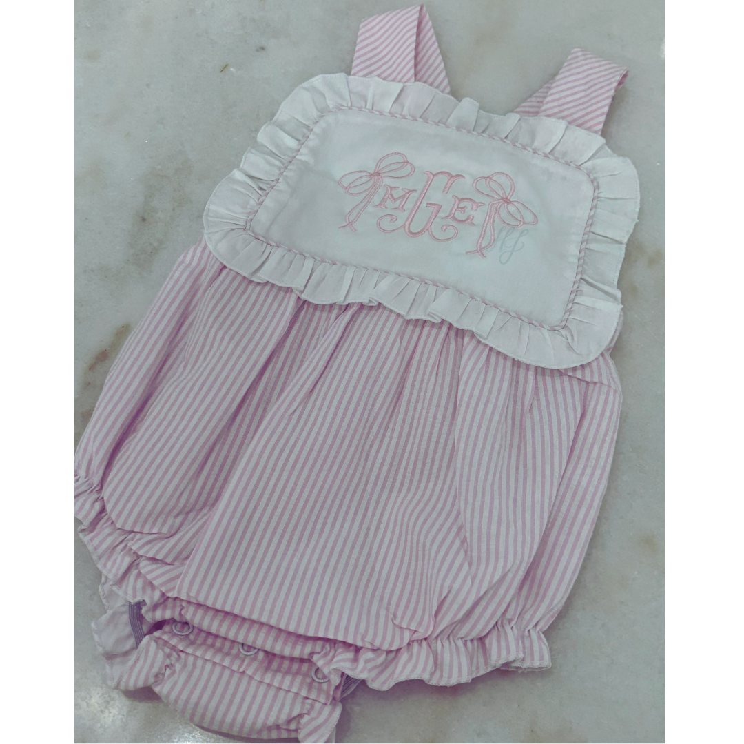 Light Pink Ruffle Seersucker Sunsuit