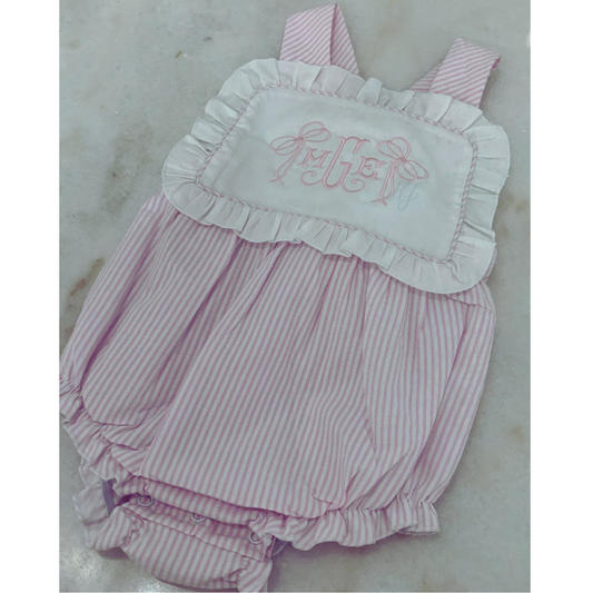 Light Pink Ruffle Seersucker Sunsuit