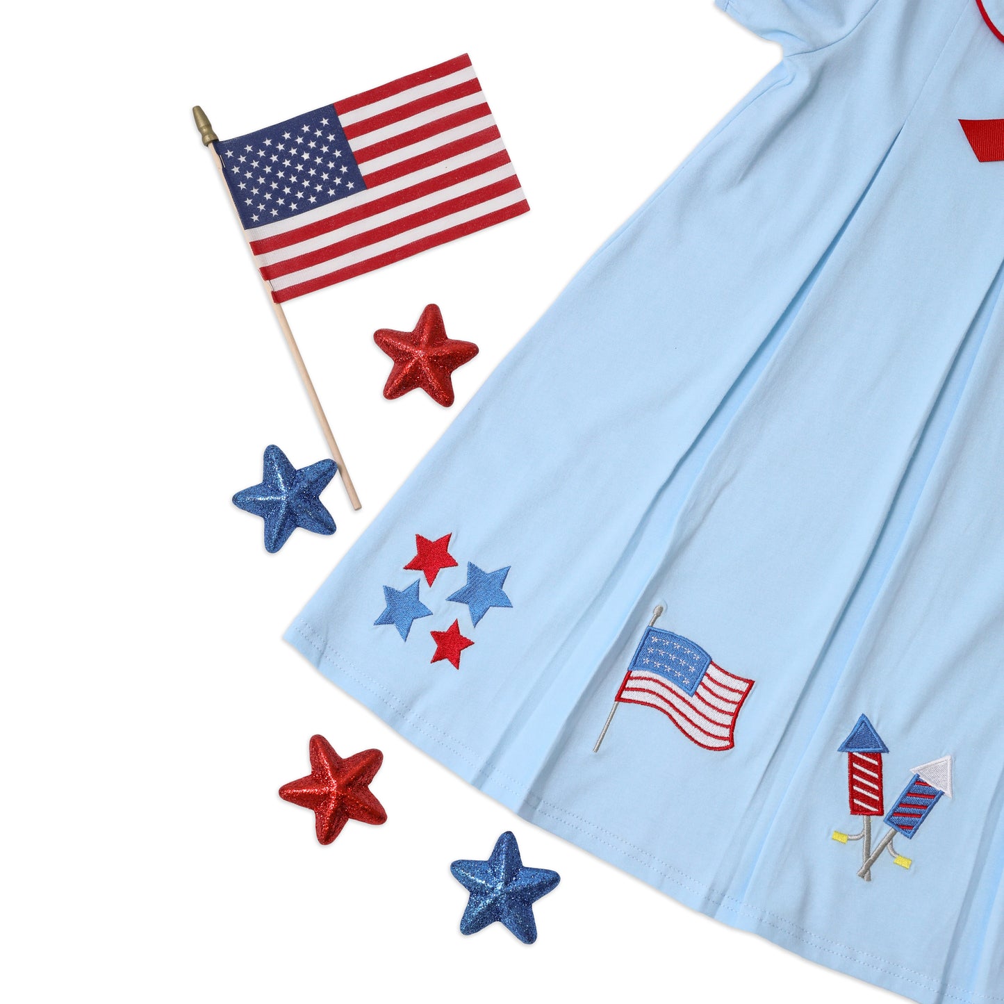 Patriotic Pleat Embroidery - Dress