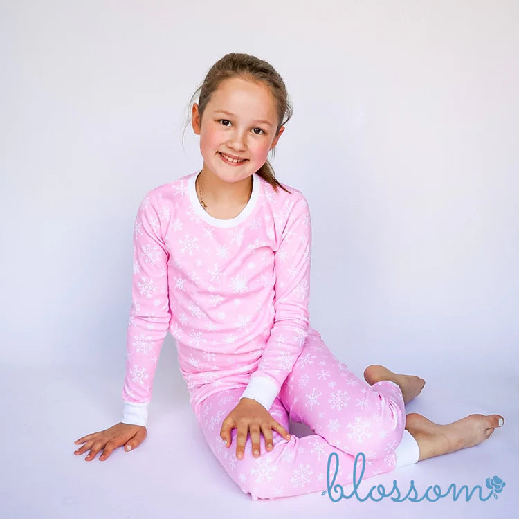Pink snowflake pajamas hotsell