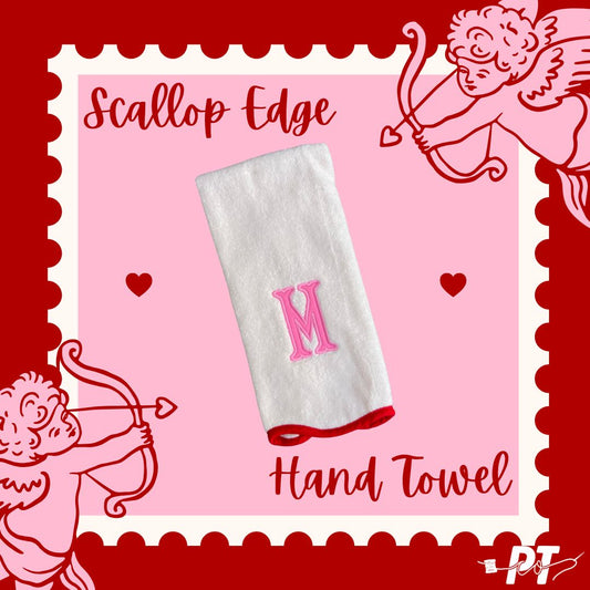 Red Scallop Edge Hand Towel