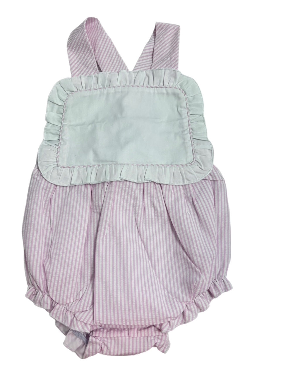 Light Pink Ruffle Seersucker Sunsuit