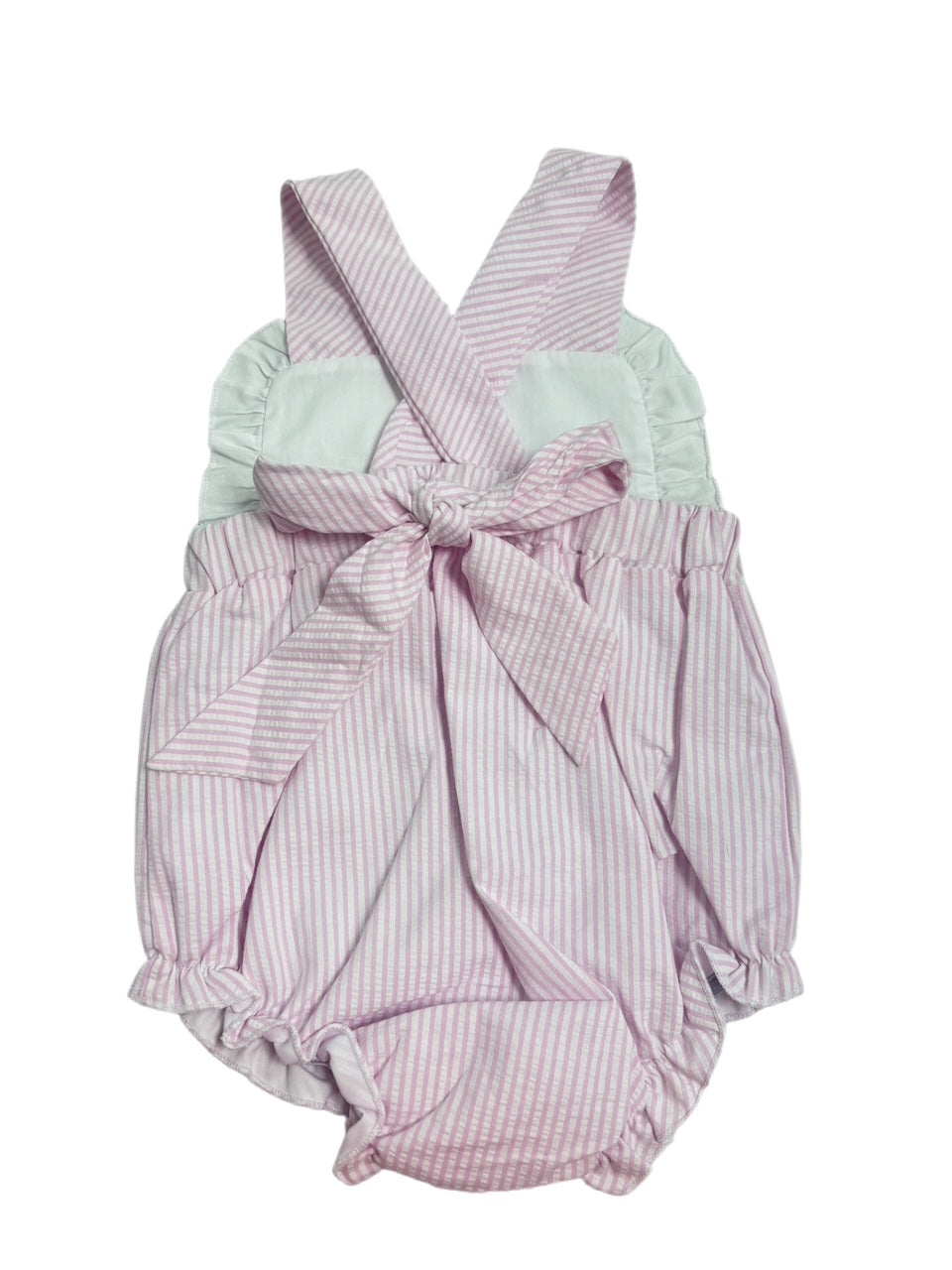 Light Pink Ruffle Seersucker Sunsuit