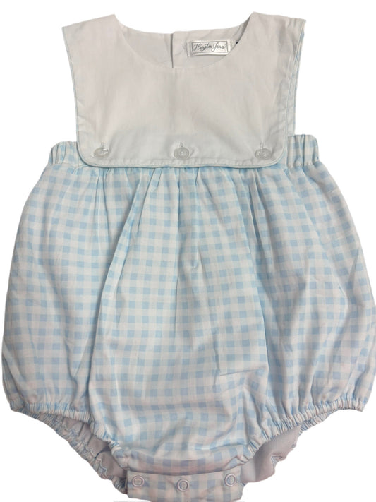 Light Blue Gingham Button Sunsuit