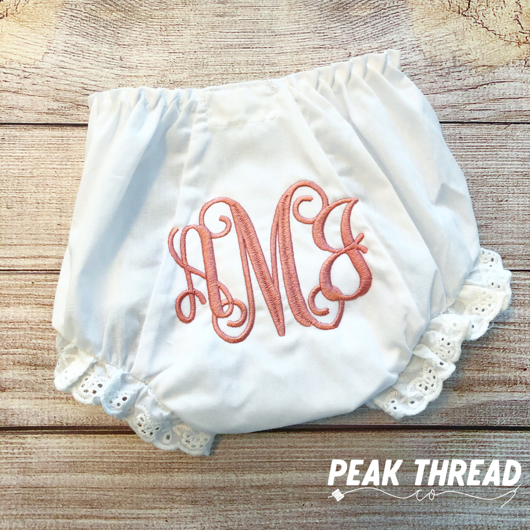 Eyelet Lace Bloomers with Classic Vine Monogram