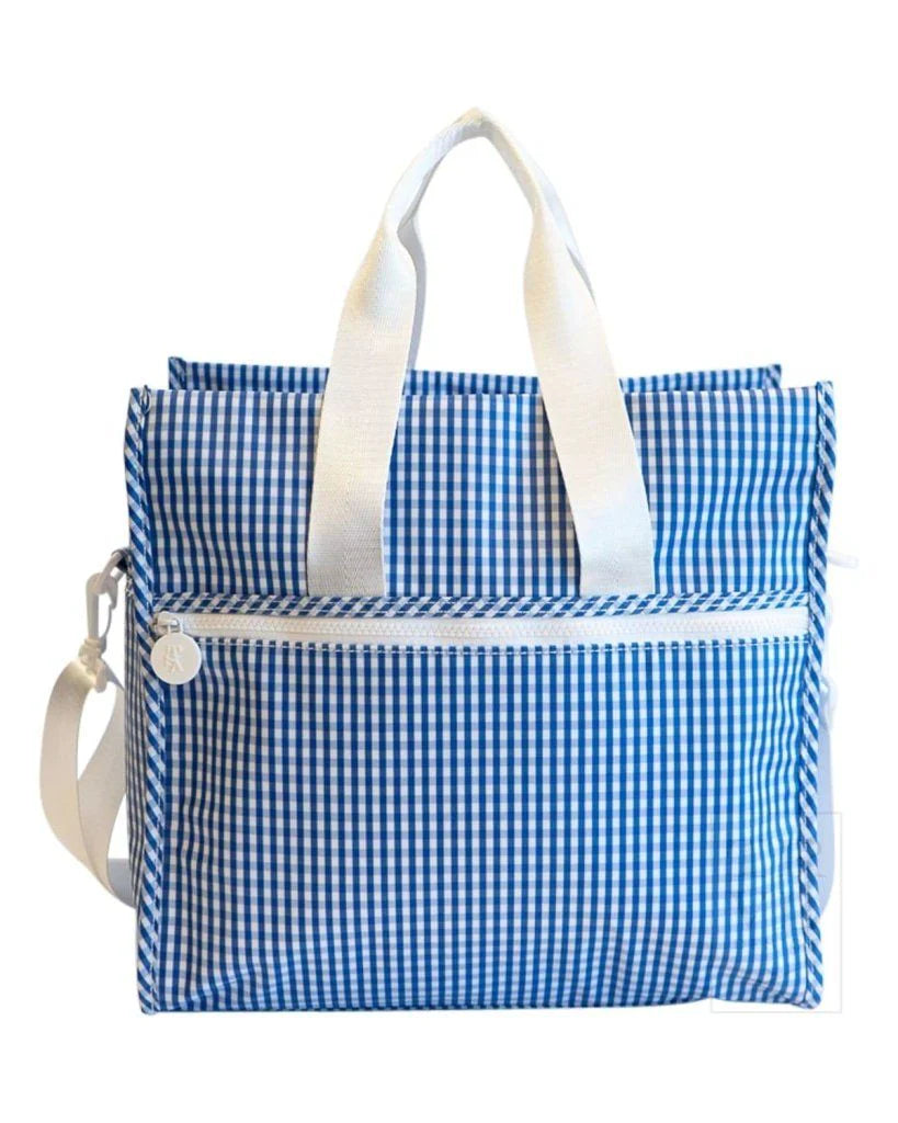 TRVL First Class Tote in Gingham Royal