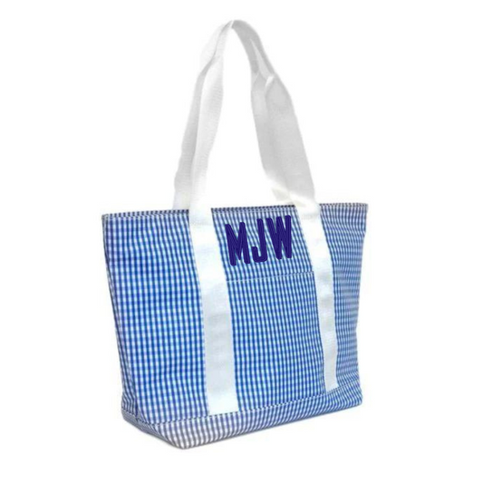 TRVL Classic Tote in Gingham Royal