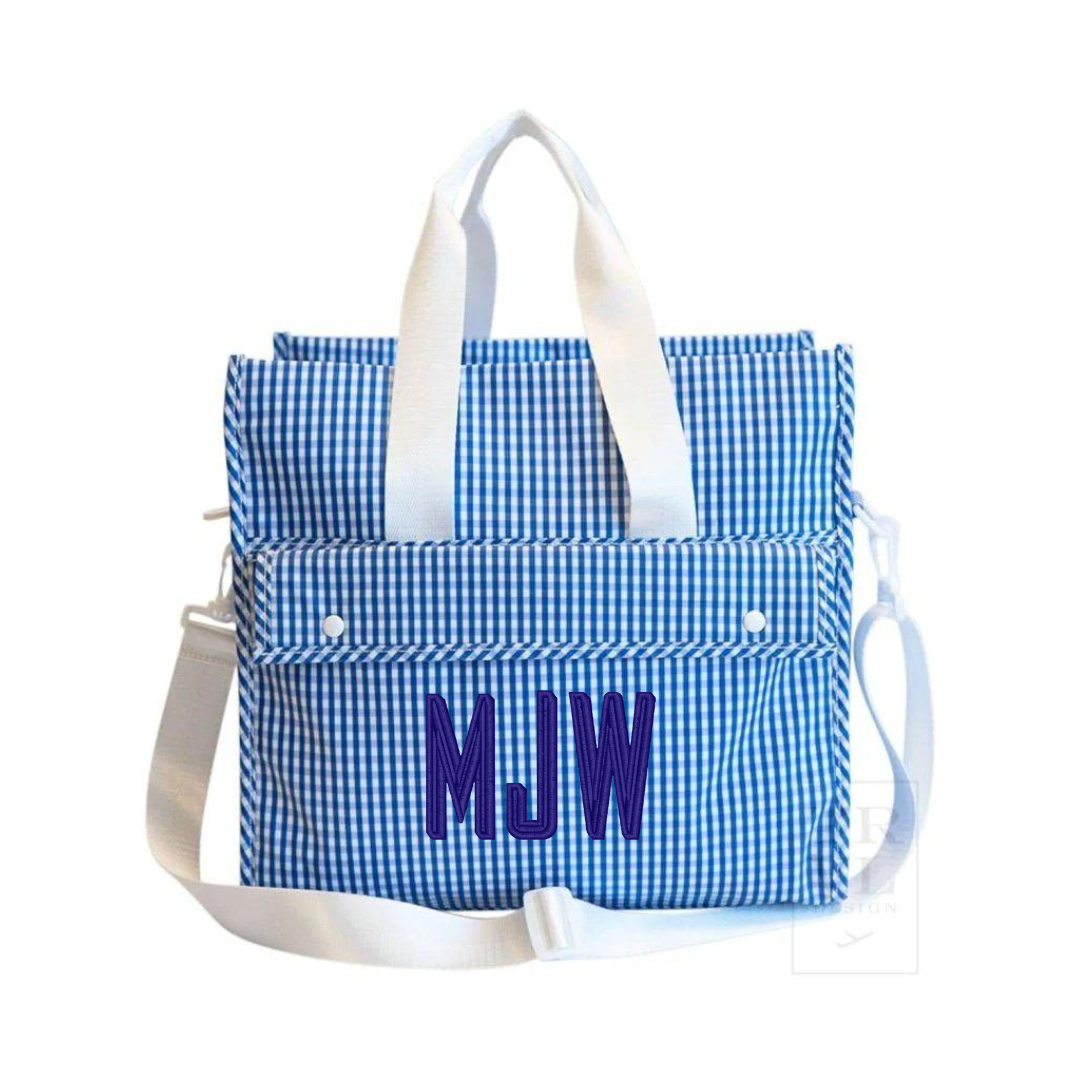 TRVL First Class Tote in Gingham Royal